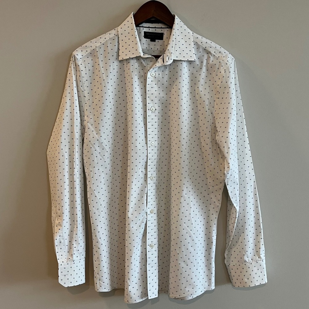Banana Republic Athletic Fit Geometric Print Wrinkle Resistant Shirt Mens M